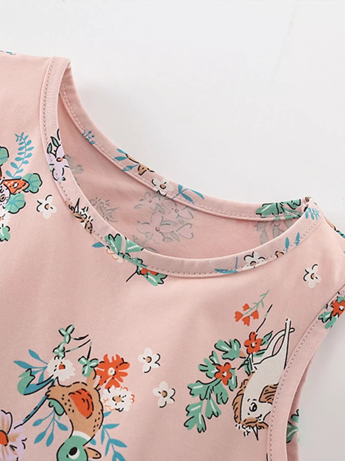 Children's Sleeveless Floral Animal Print Casual Dress