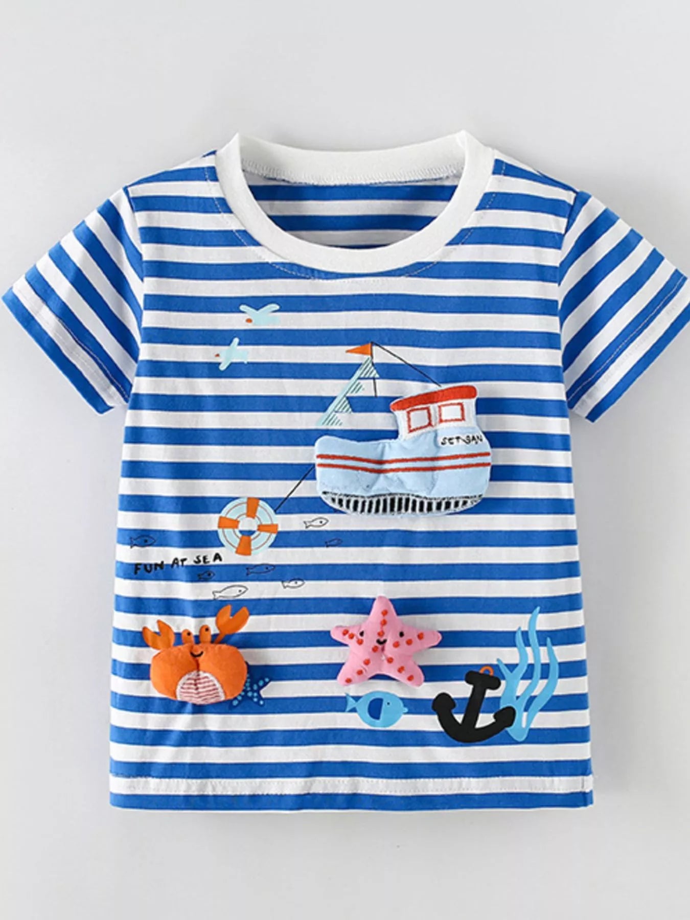Children's Nautical Adventure Striped Short Sleeve Tee