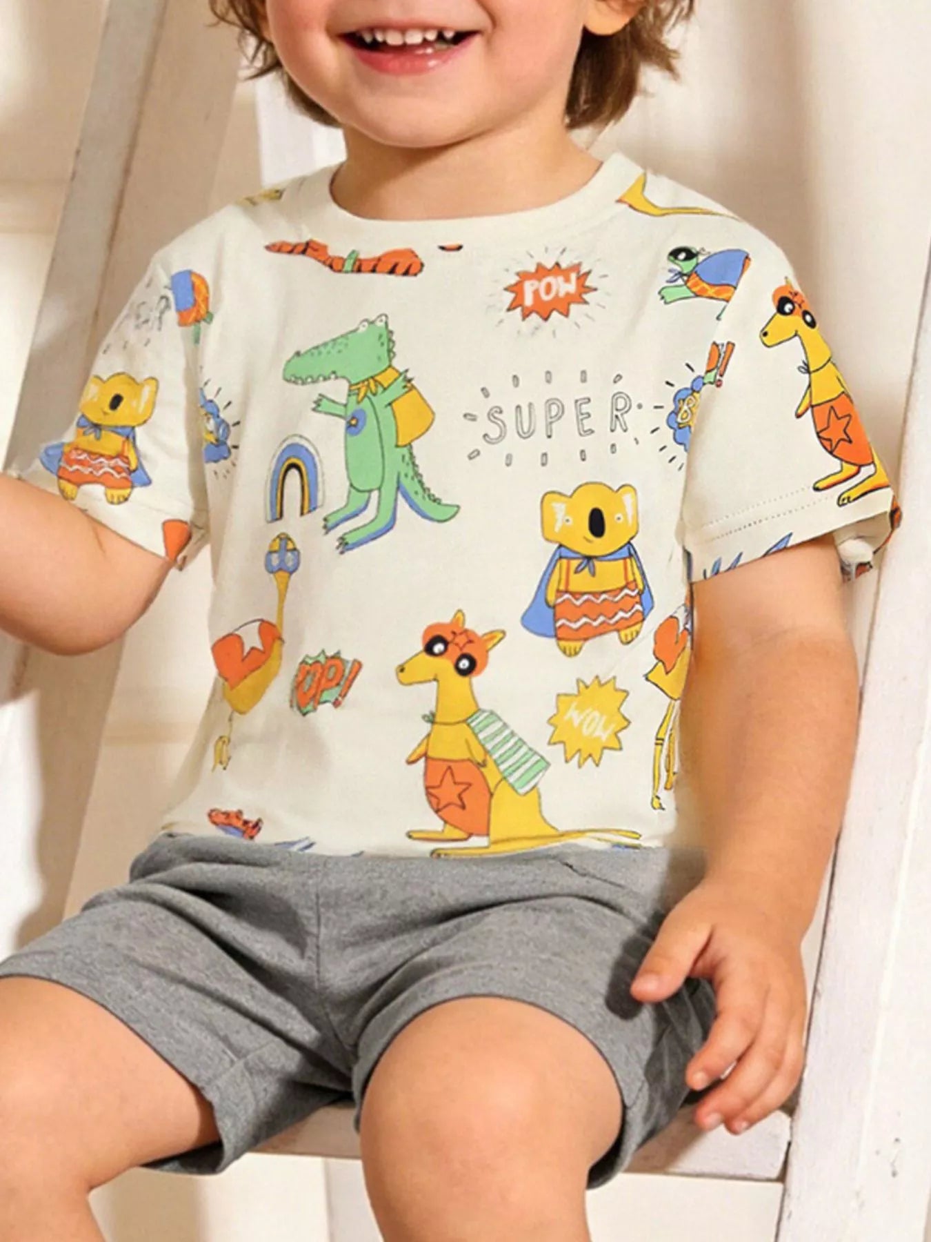 Children's Animal Print Crew Neck T-Shirt