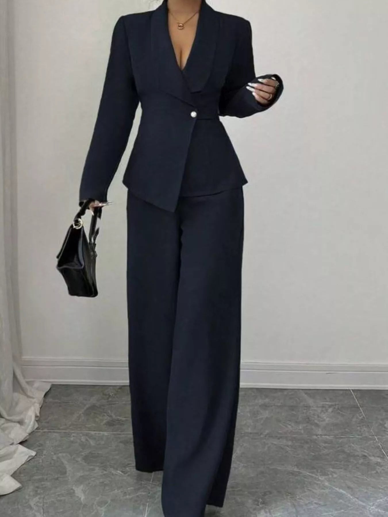 One Button Blazer and Pants Set