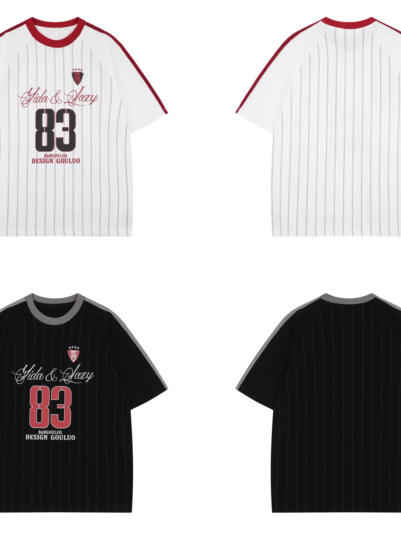 Men's Number 83 Striped Baseball T-Shirt