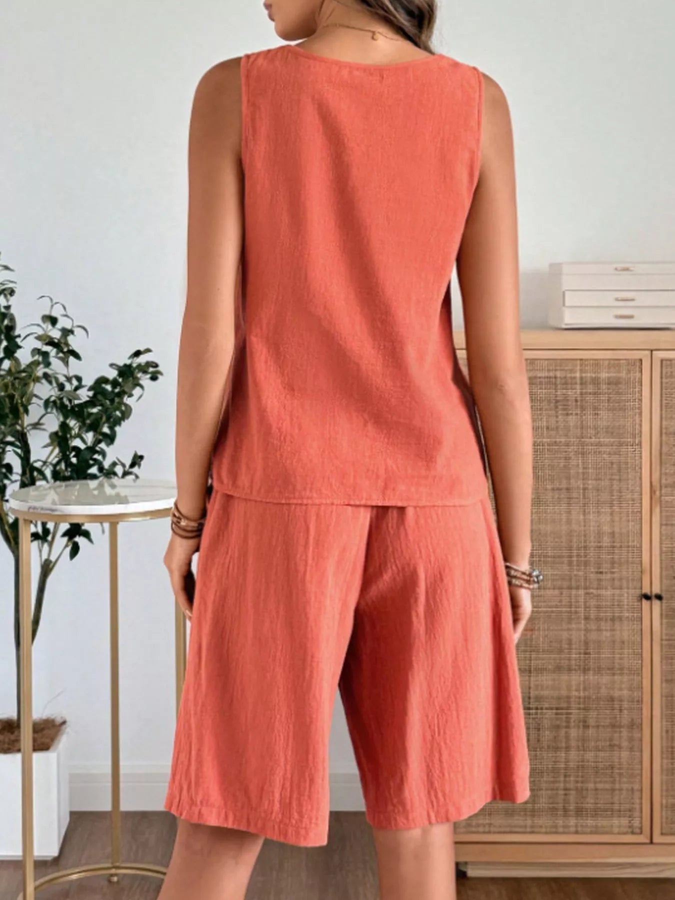 Round Neck Tank and Shorts Set
