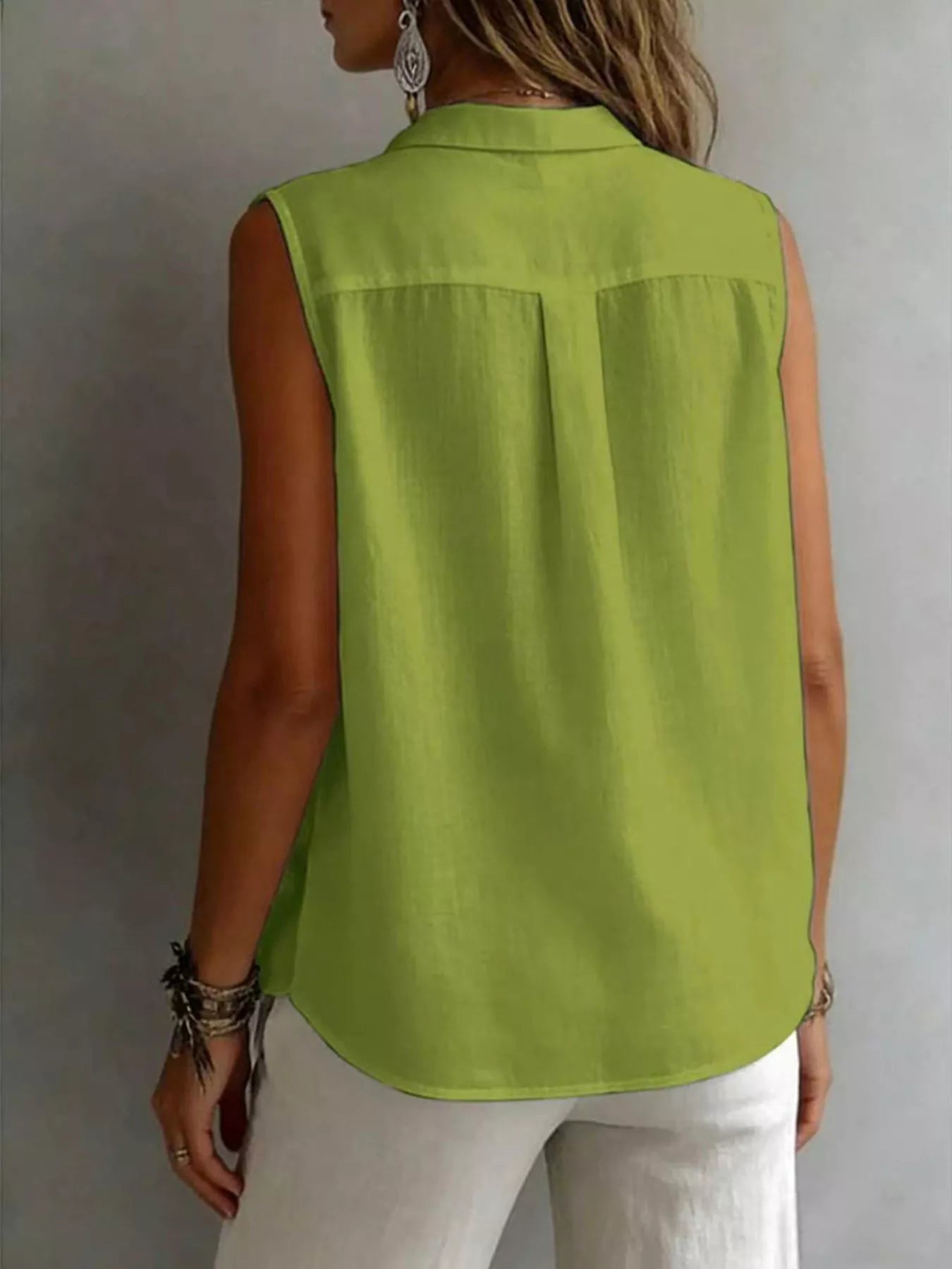 Sleeveless Button-Down Shirt