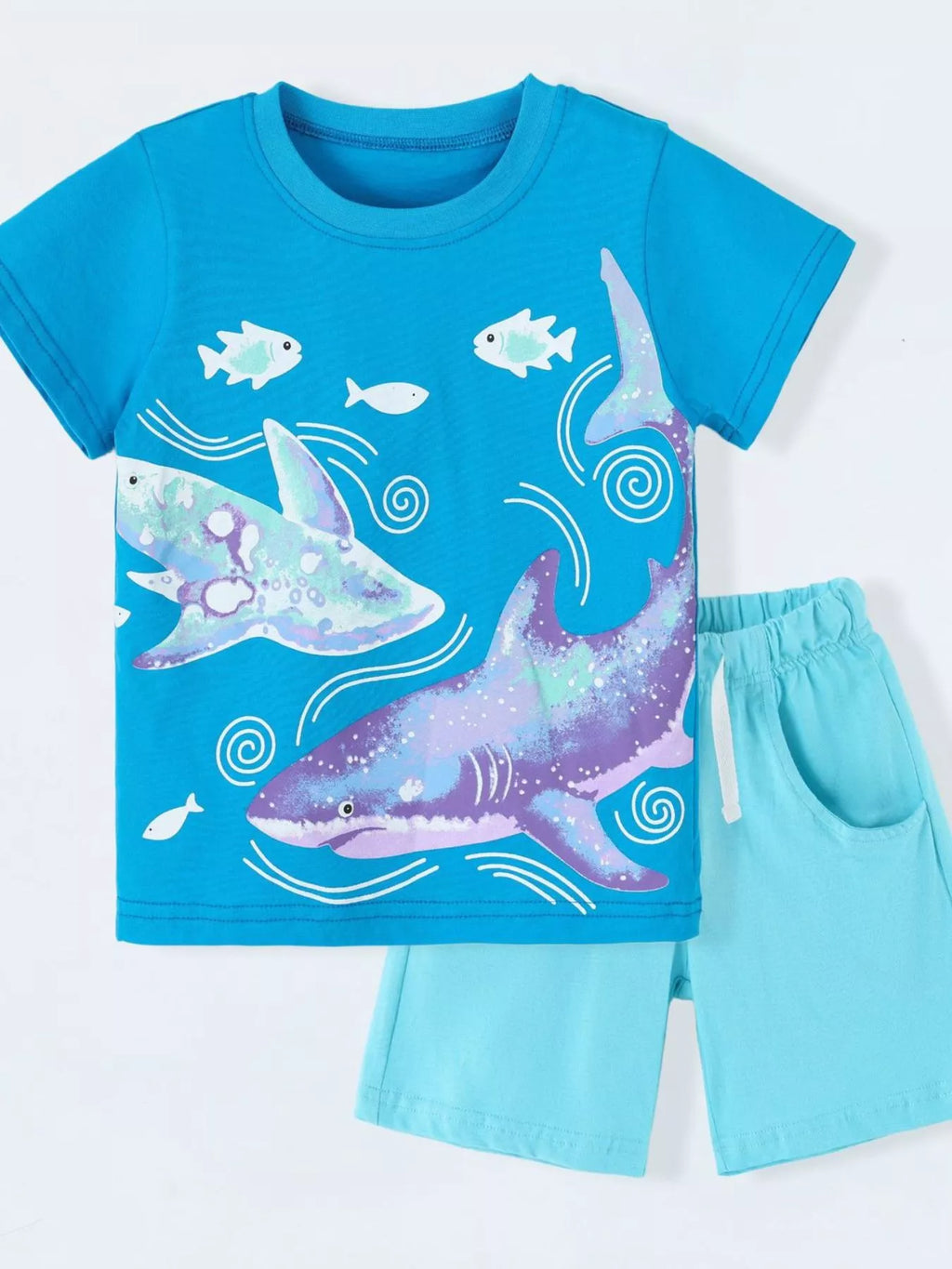 Children's Shark Print Cotton T-Shirt