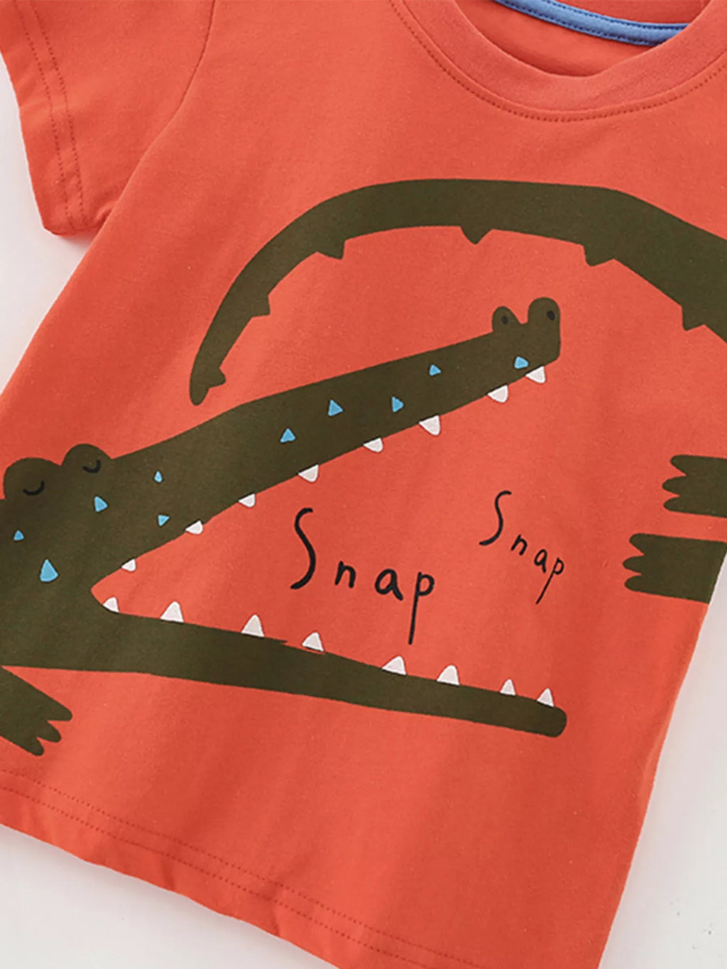 Children's Cartoon Crocodile Graphic Tee and Shorts Set