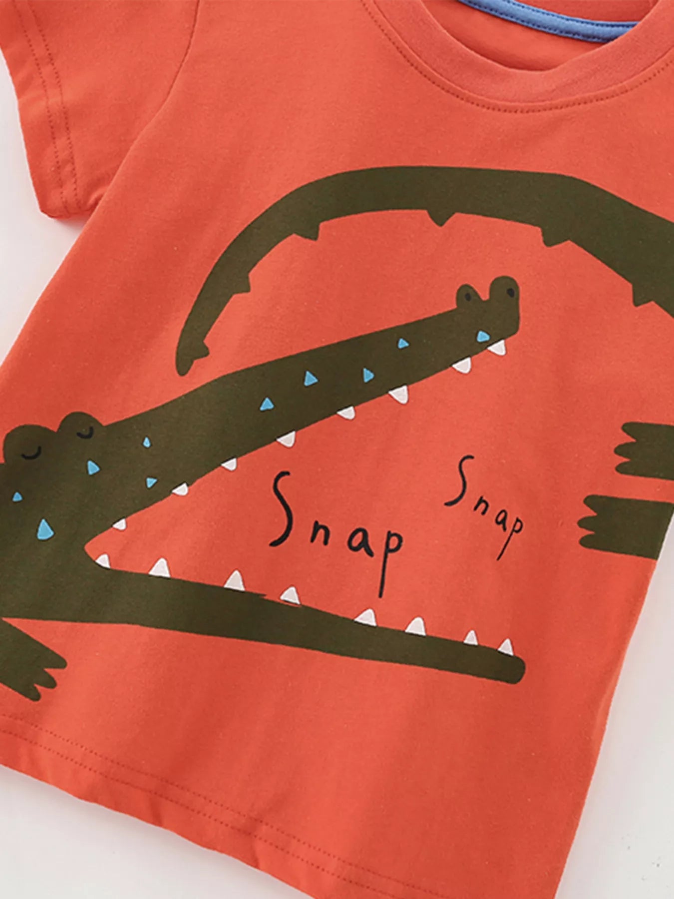 Children's Cartoon Crocodile Graphic Tee and Shorts Set