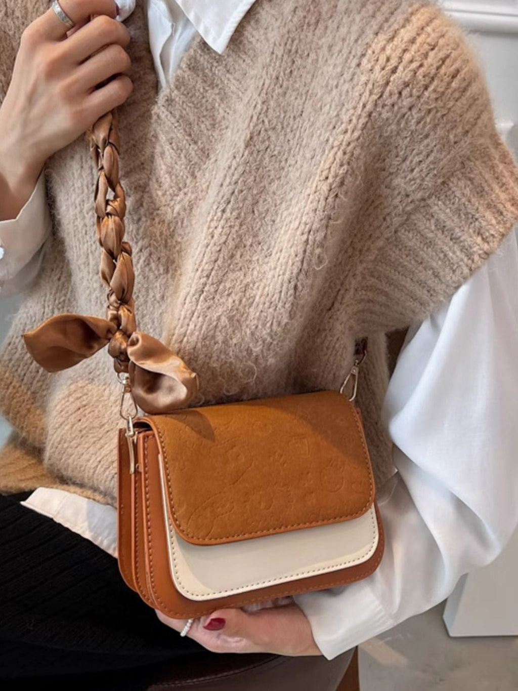 Color Block Flap Crossbody Bag