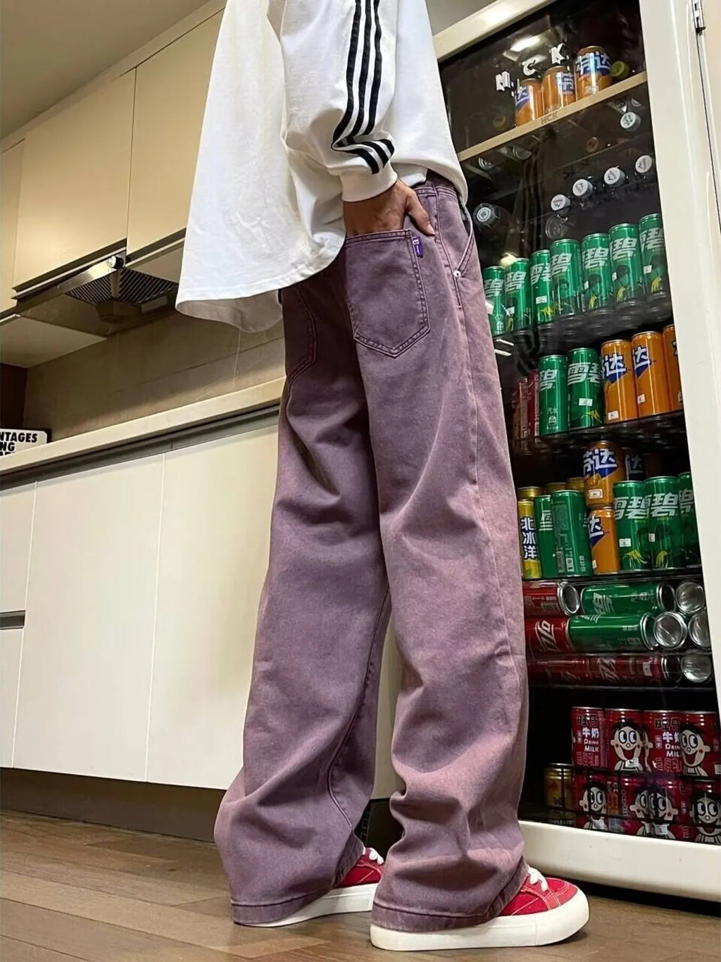 Men's Full Size Vintage Wash Wide Leg Jeans Plus Size