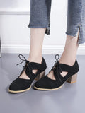 Lace-Up Block Heel Pumps