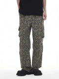 Men's Plus Size Leopard Wide Leg Cargo Pants