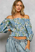 POL Floral Print Smocked Off-Shoulder Blouse
