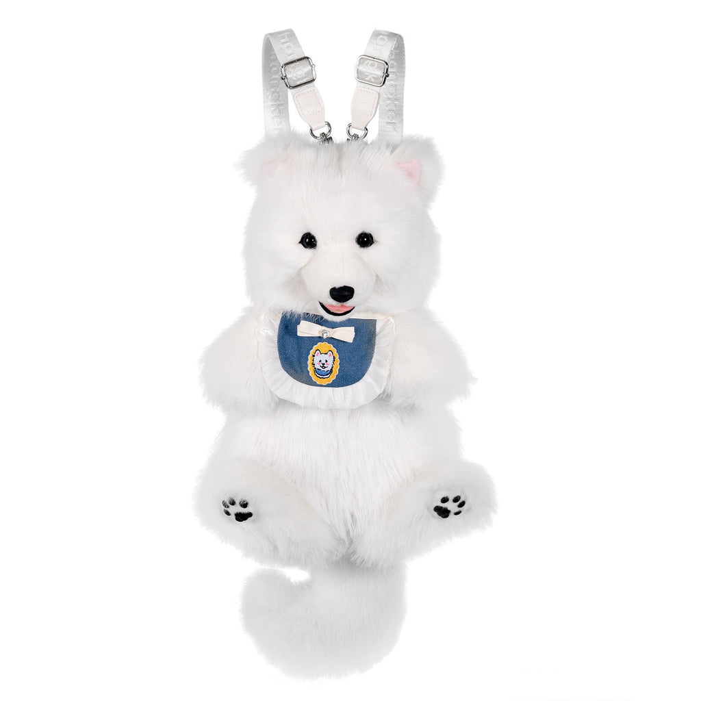 Fluffy Samoyed Backpack - Realistic White Cloud Cozy