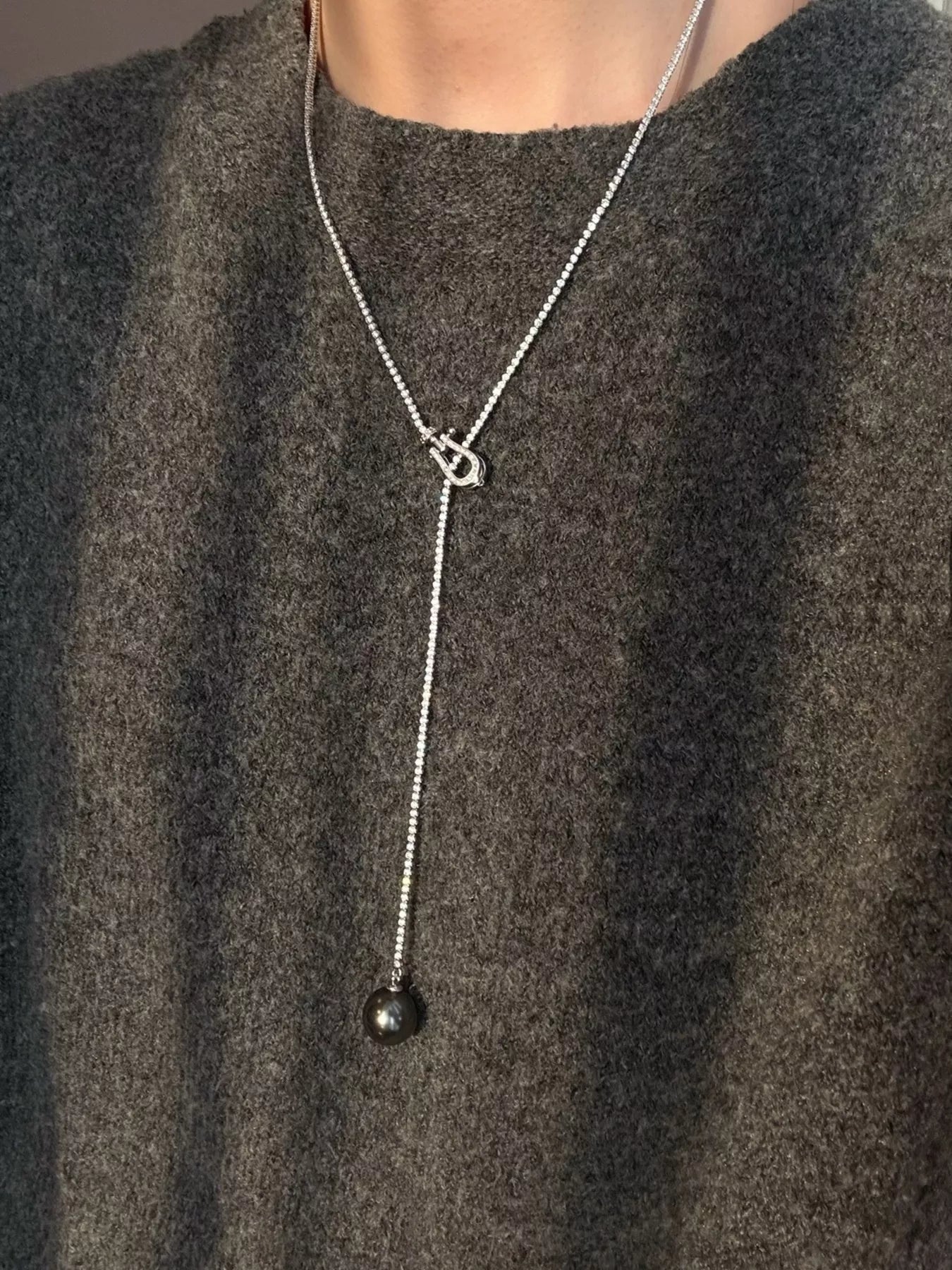 Alloy Pearl Drop Y-Necklace