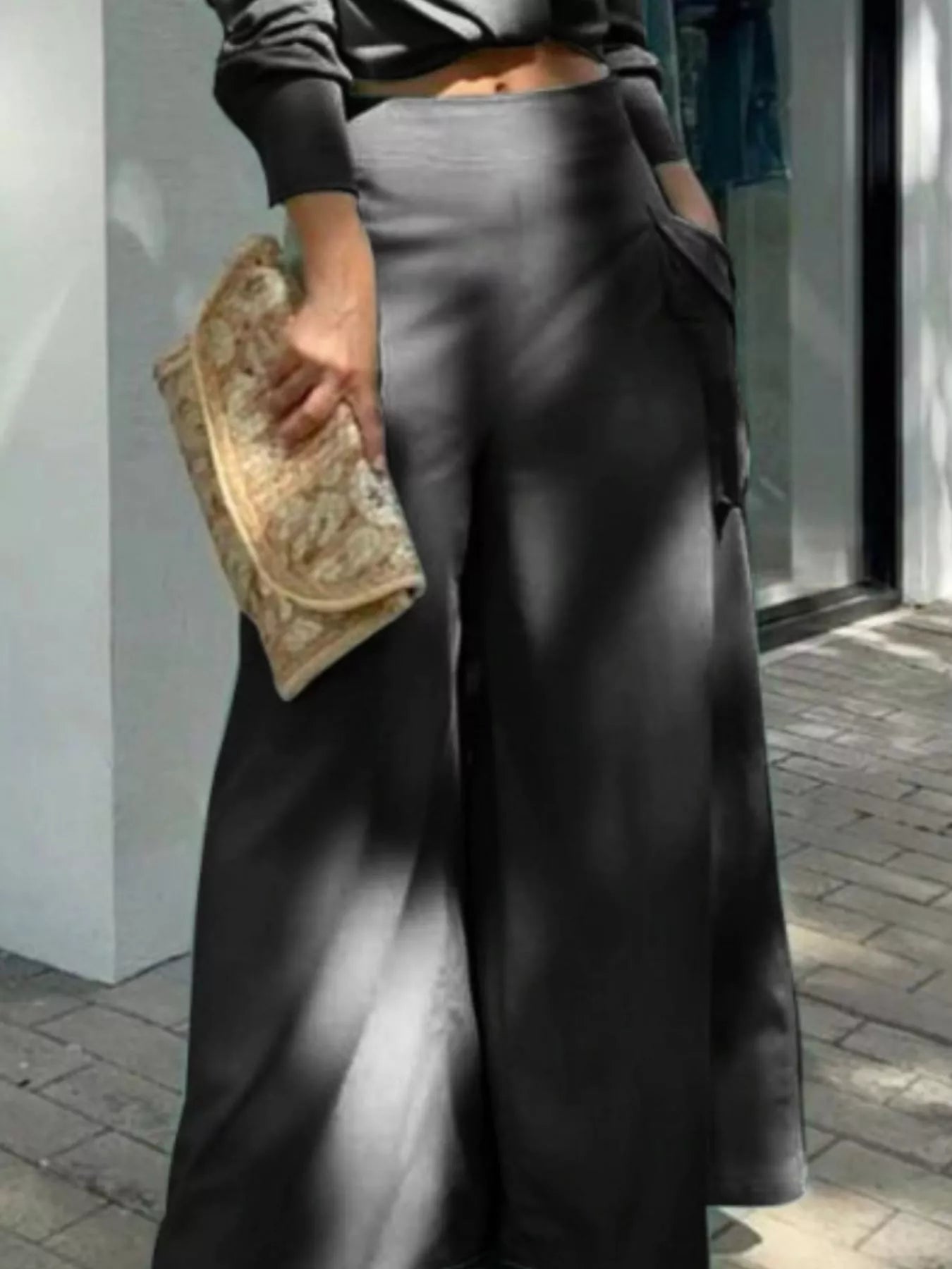 Long Sleeve Shirt and Wide Leg Pants Set