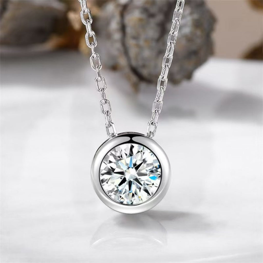 1 Carat Moissanite 925 Sterling Silver Pendant Necklace