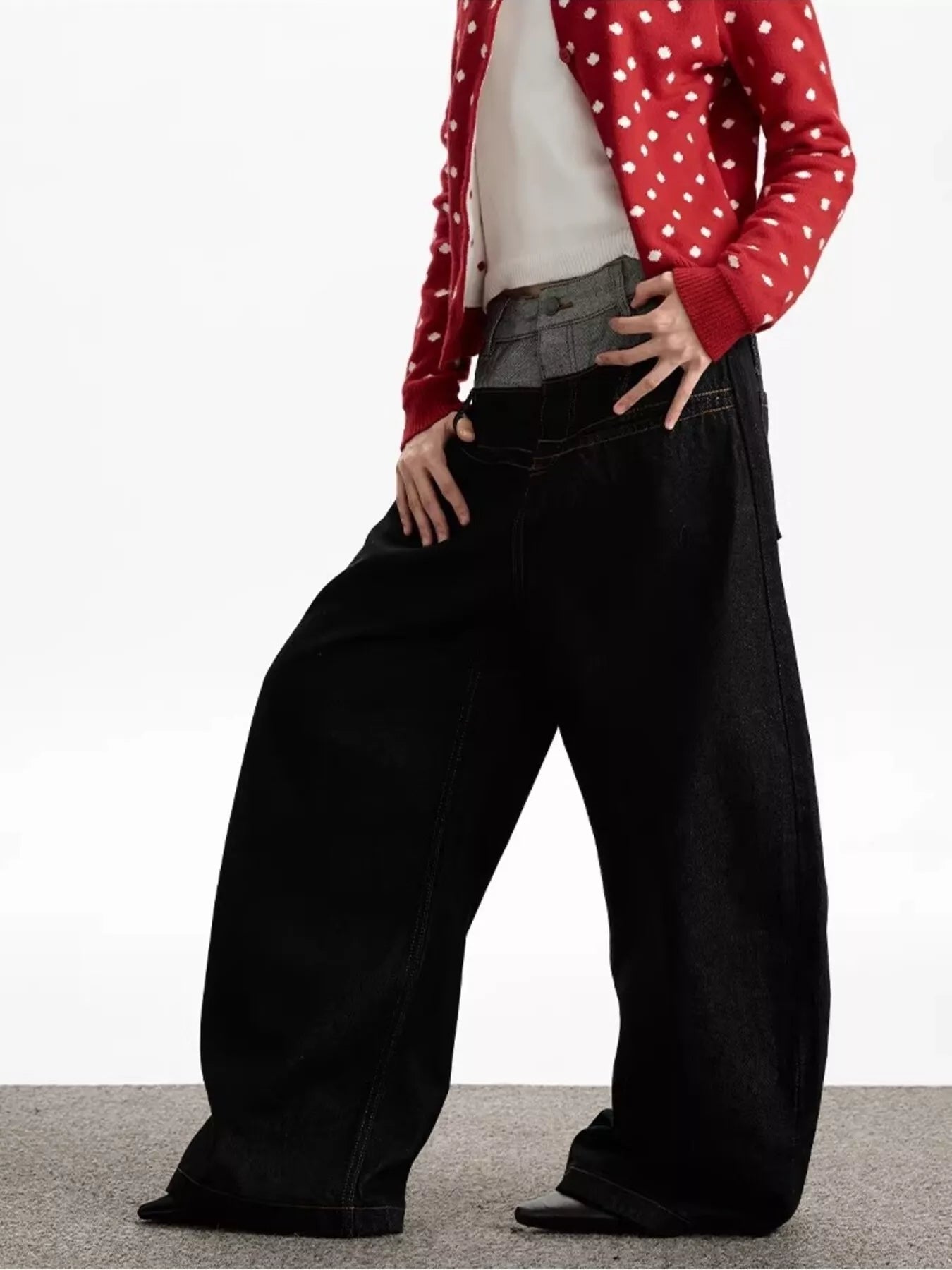 Men's Double Waist Wide Leg Jeans