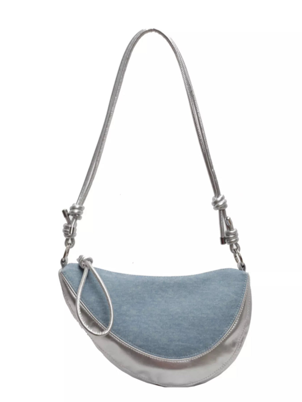 Denim Crescent Hobo Crossbody Bag