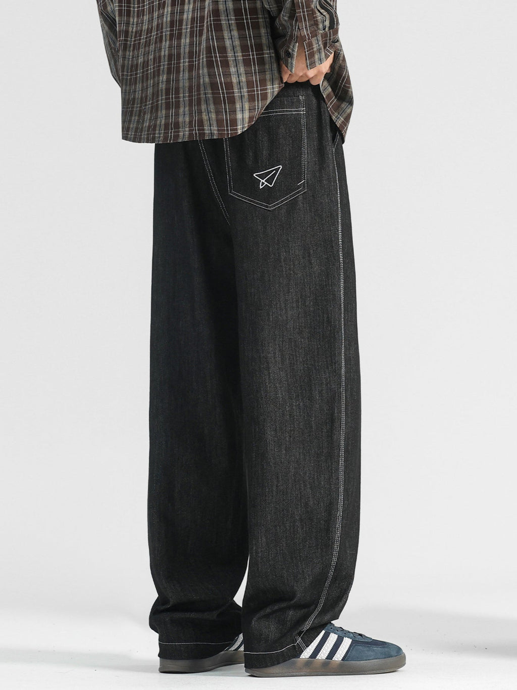 Men's Plus Size Wide Leg Drawstring Jeans