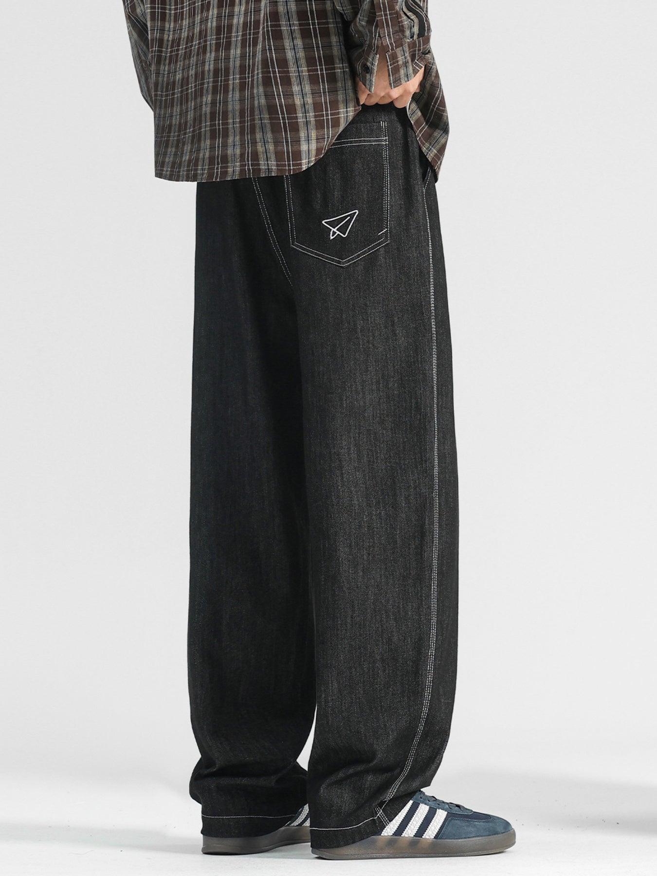 Men's Plus Size Wide Leg Drawstring Jeans