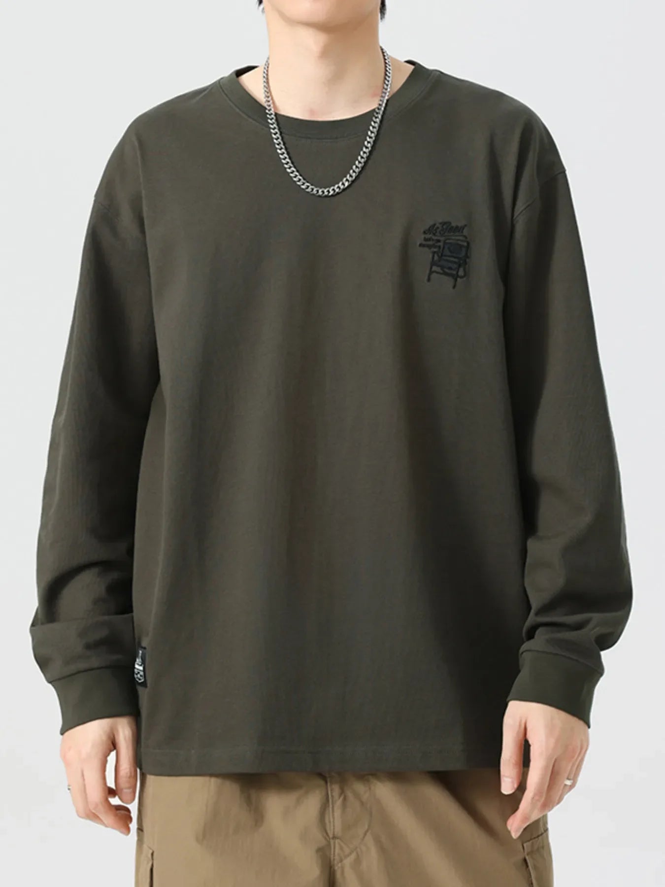 Men's Plus Size Round Neck Long Sleeve T-Shirt