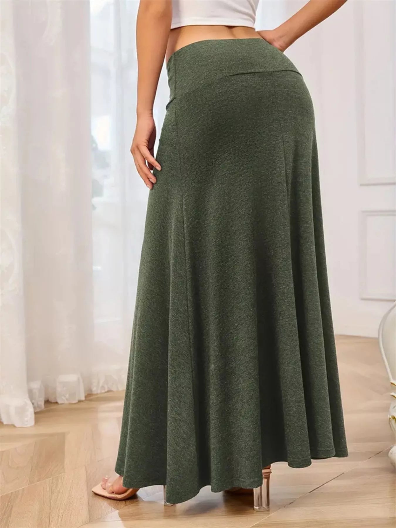 Flowy Maxi Skirt with Wide Waistband
