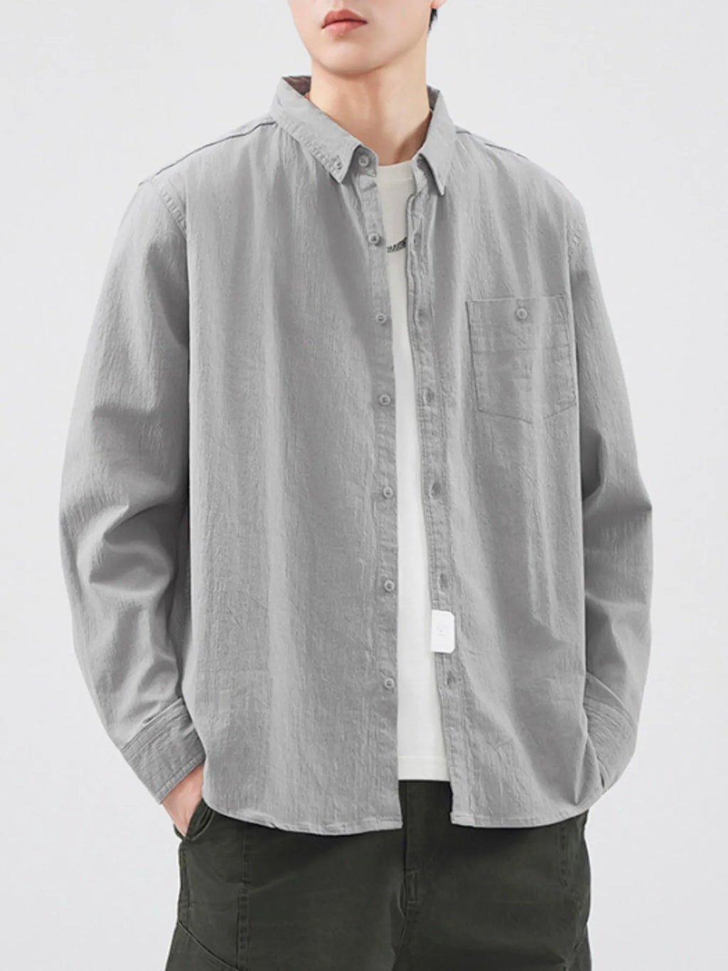 Men's Plus Size Button Up Long Sleeve Shirt