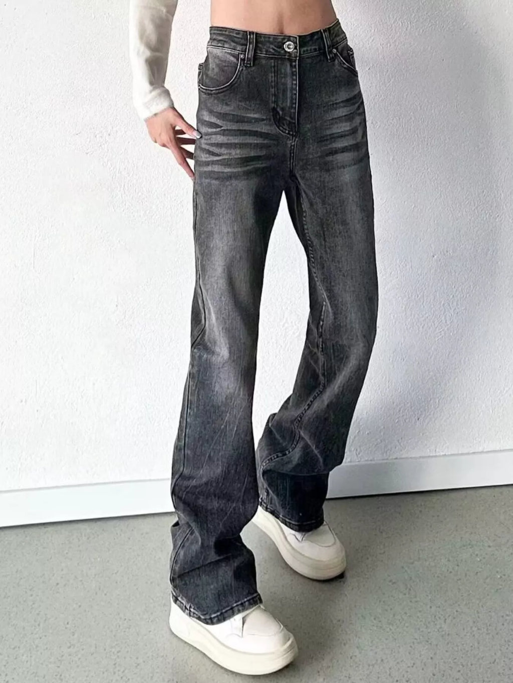 Men's Full Size Vintage Wash High-Waisted Straight Leg Jeans Plus Size