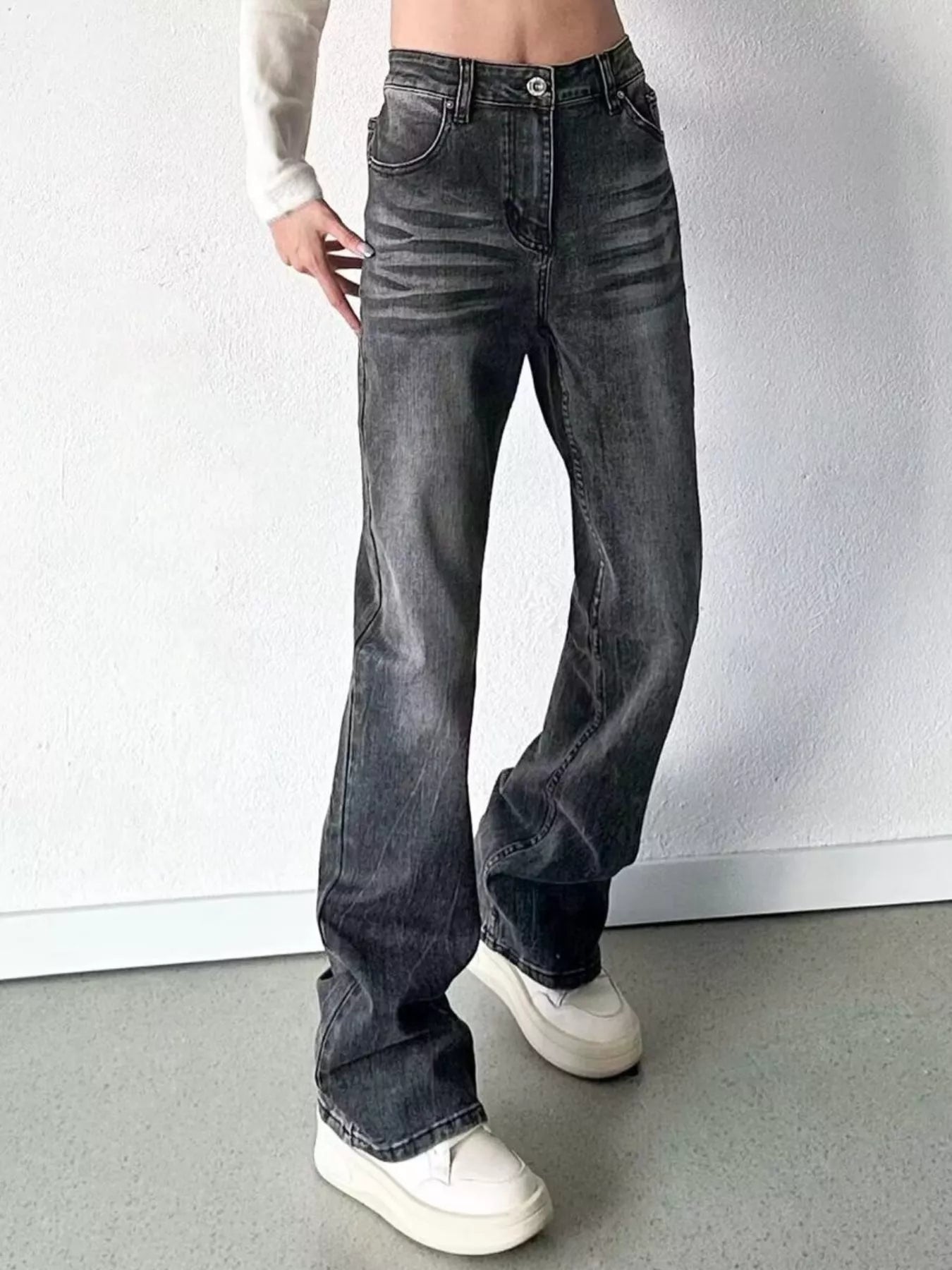 Men's Full Size Vintage Wash High-Waisted Straight Leg Jeans Plus Size