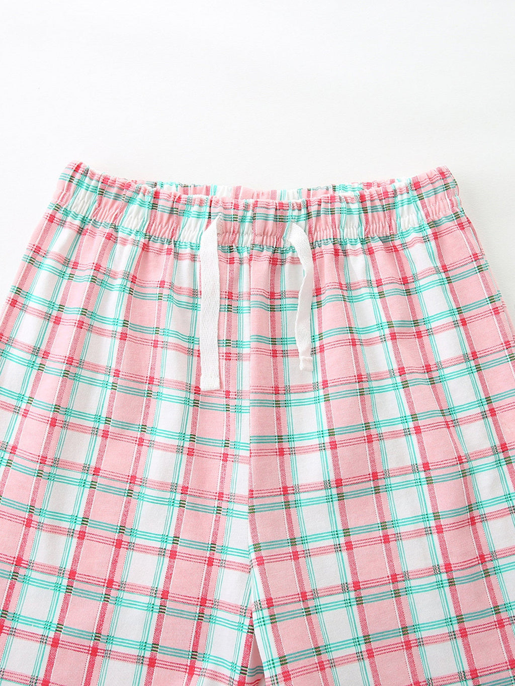 Children's Cartoon Graphic Ruffle Trim Tee & Plaid Shorts Set