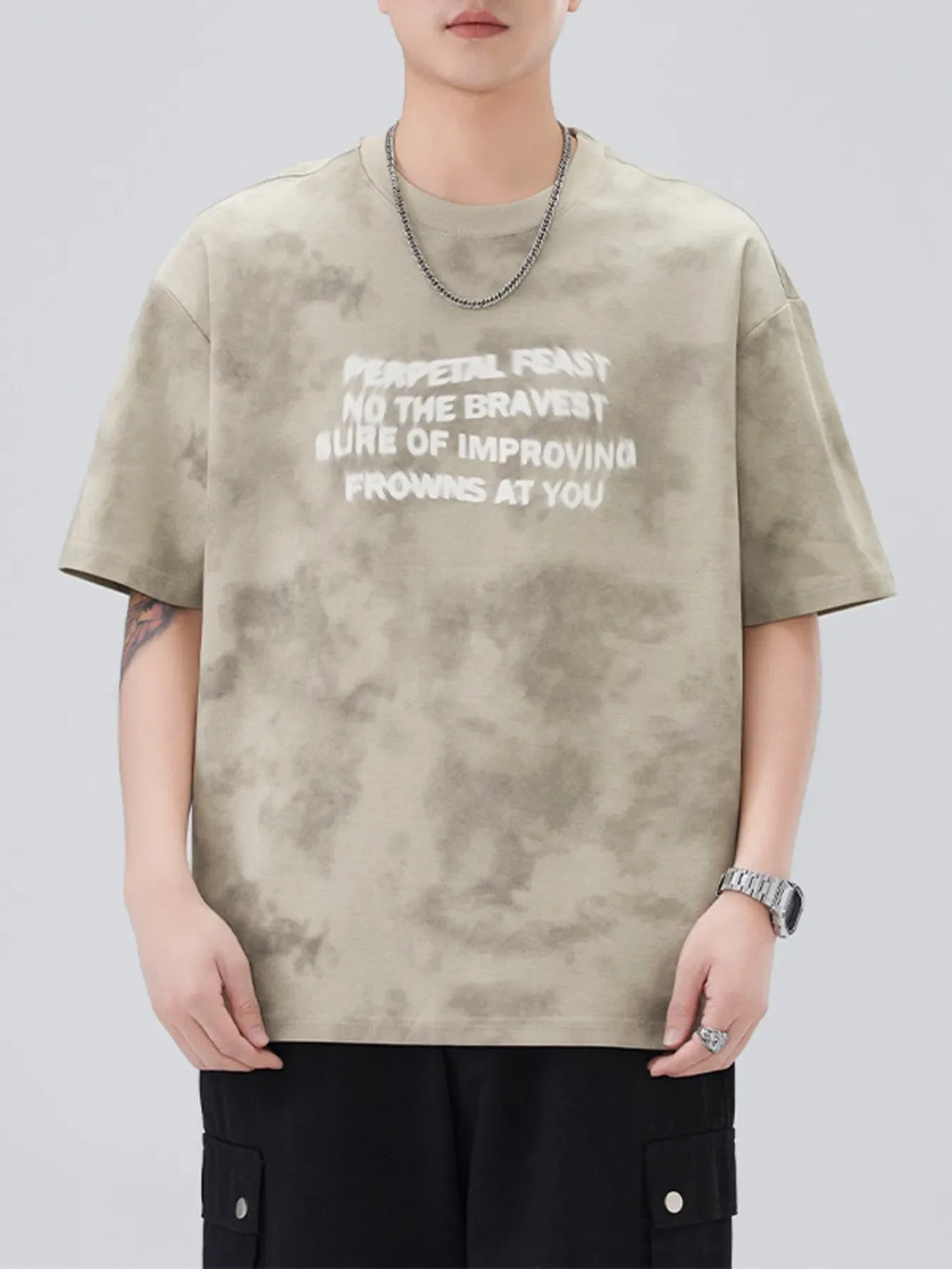Men's Plus Size Letter Round Neck Short Sleeve T-Shirt