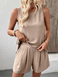 Casual Round Neck Tank and Shorts Set