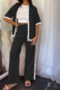 Contrast Trim Half Sleeve Top and Pants Set