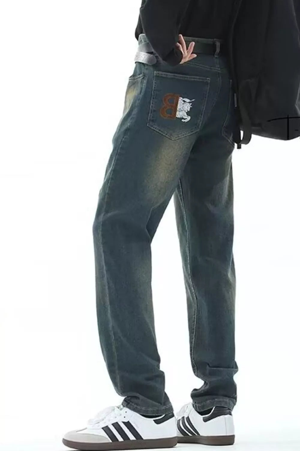 Men's Full Size Vintage Wash Straight Leg Jeans Plus Size