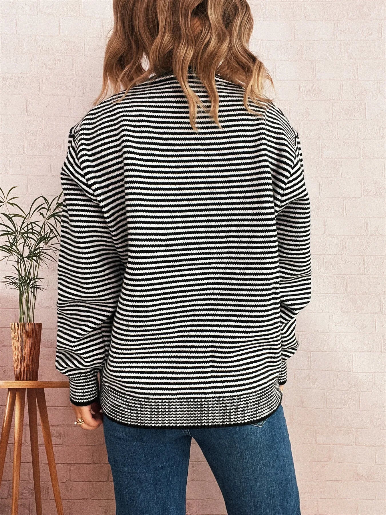 Striped Button Up Long Sleeve Cardigan