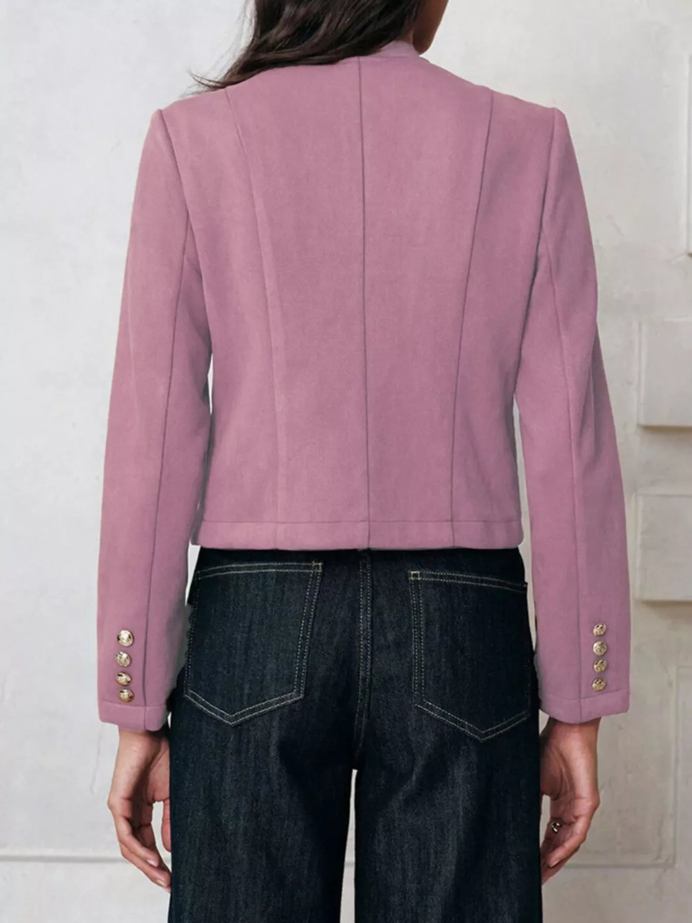 Round Neck Button Up Blazer