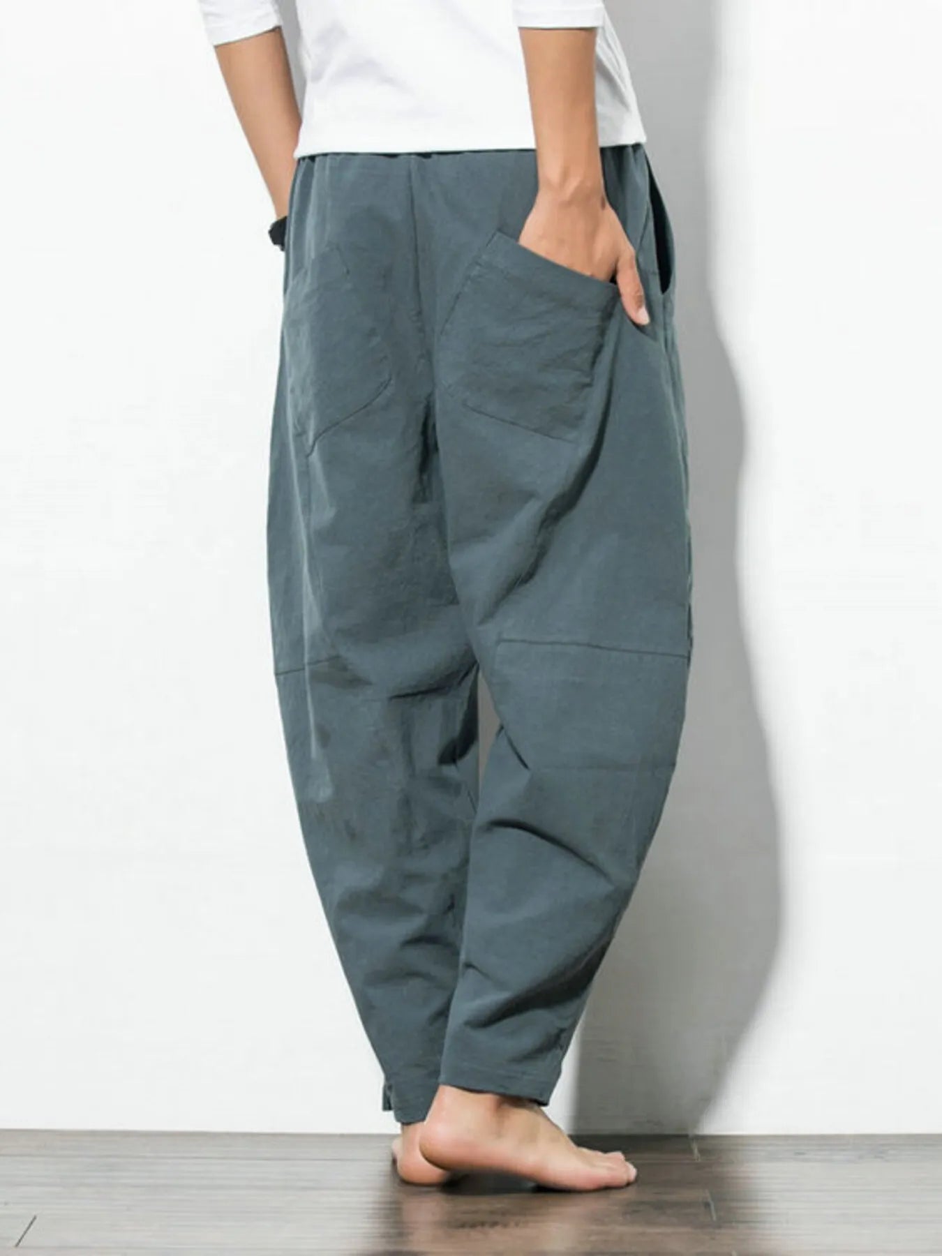 Men's Plus Size Casual Drawstring Wide Leg Pants
