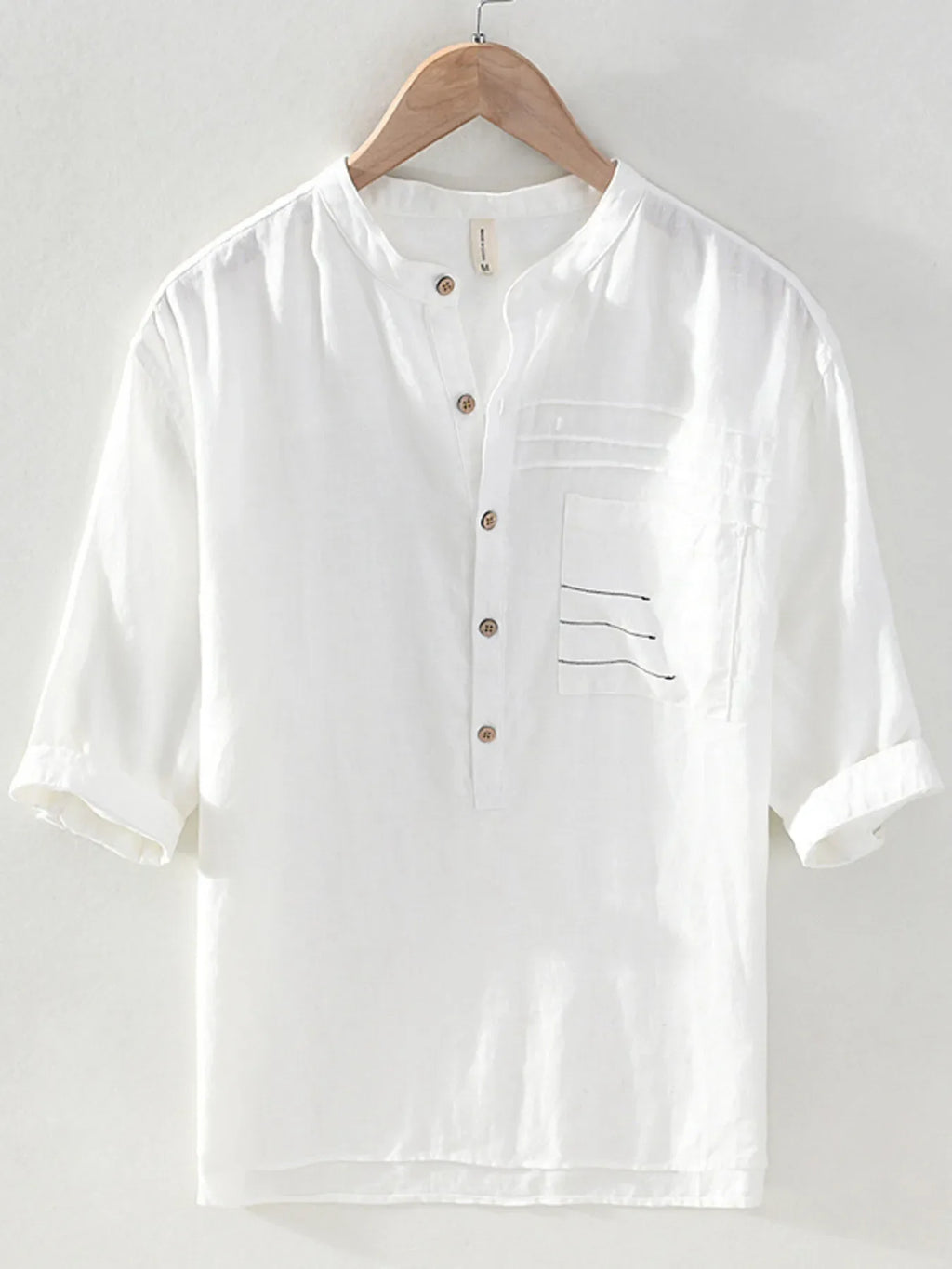 Men's Plus Size Button Detail Half Sleeve Shirt