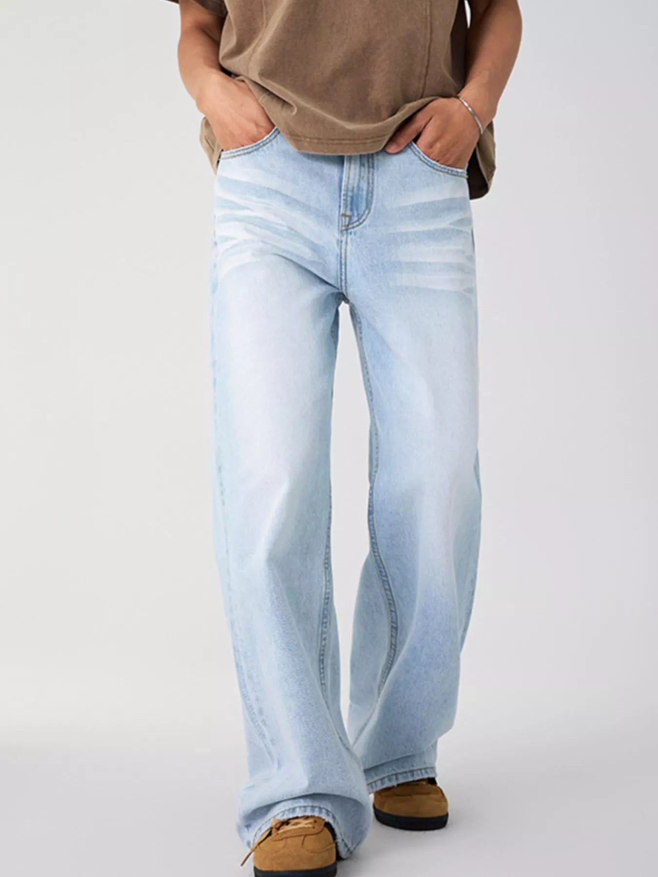 Men's Wash Wide Leg Jeans