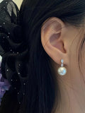 Zircon Pearl Drop Earrings