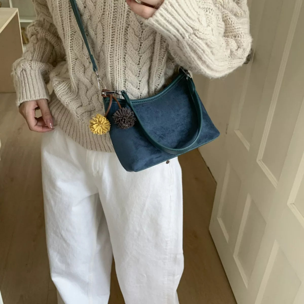 Suede Crossbody Bag with Adjustable Shoulder Strap