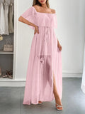 Swiss Dot Off Shoulder Maxi Dress