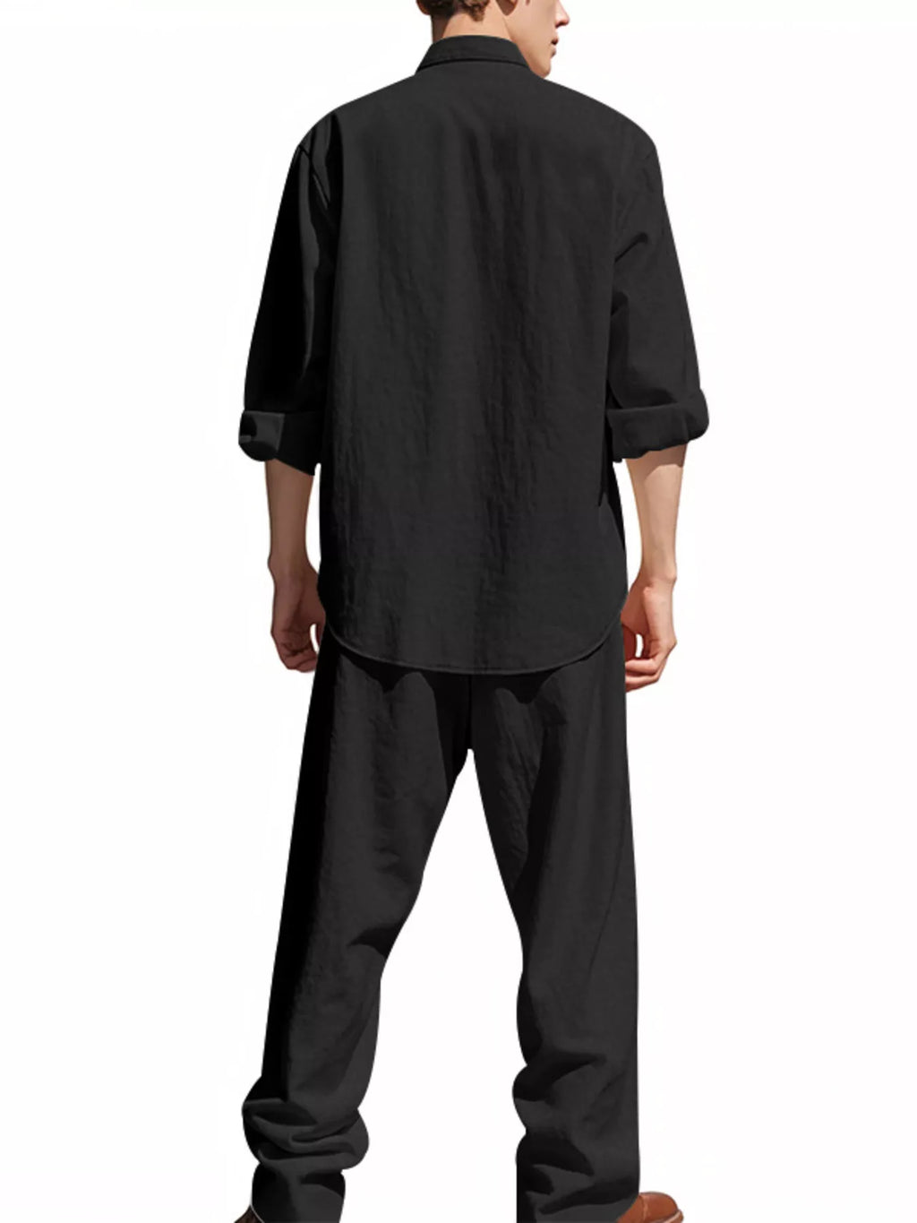 Men's Full Size Casual Button Up Shirt and Pants Plus Size