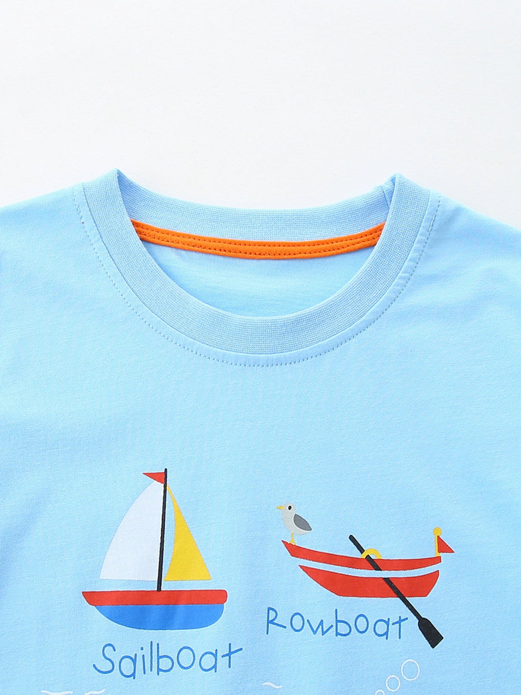 Children's Cartoon Boat Short Sleeve T-Shirt