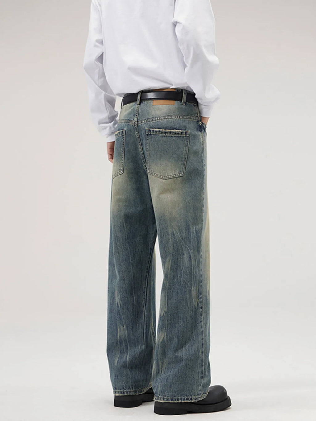 Men's Full Size Washed Wide Leg Jeans Plus Size