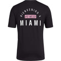adidas Mens Soccer Messi X Miami Bienvenido a Miami Tee - Classic Relax Fit with Messi Graphic Logo and #10 Available in Black & White (Small Black)