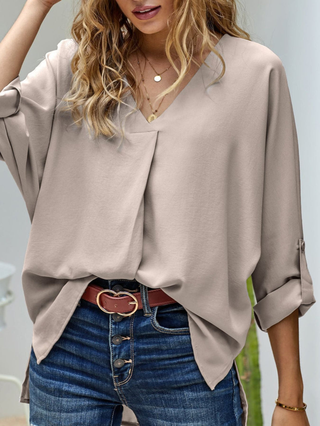 Elegant V-Neck Long Sleeve Blouse