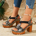 Open Toe Block Heels Sandals