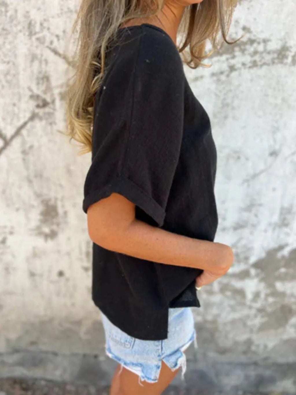 Full Size Round Neck Short Sleeve T-Shirt Plus Size