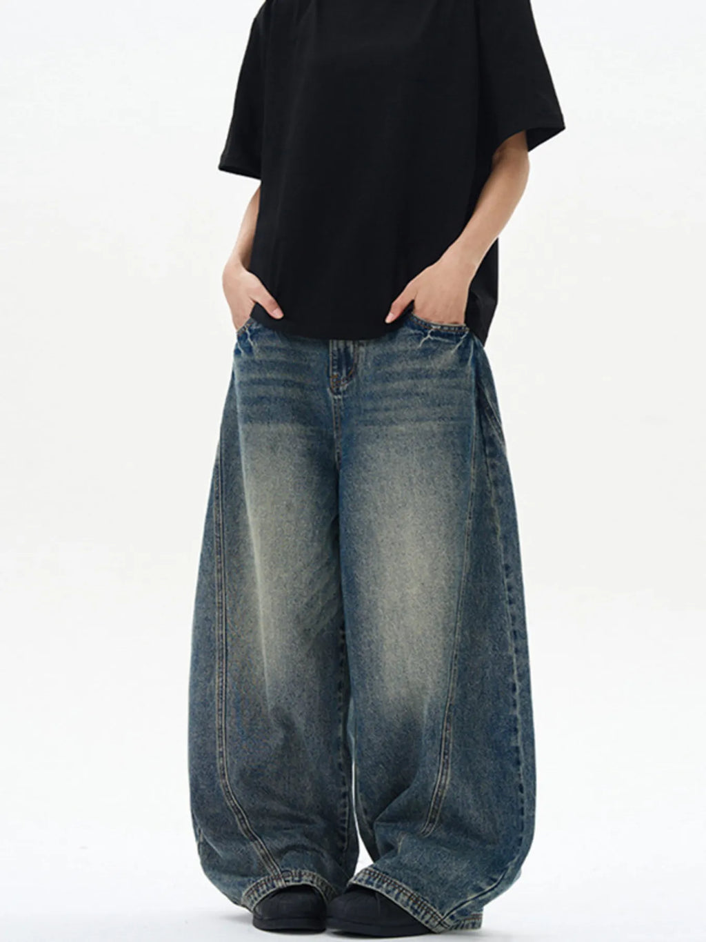Men's Vintage Wash Wide Leg Jeans