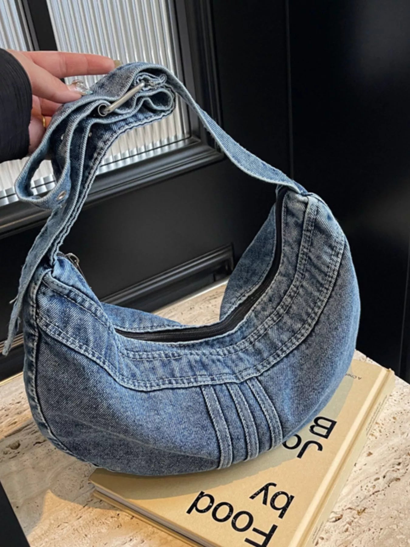 Denim Adjustable Strap Crossbody Bag